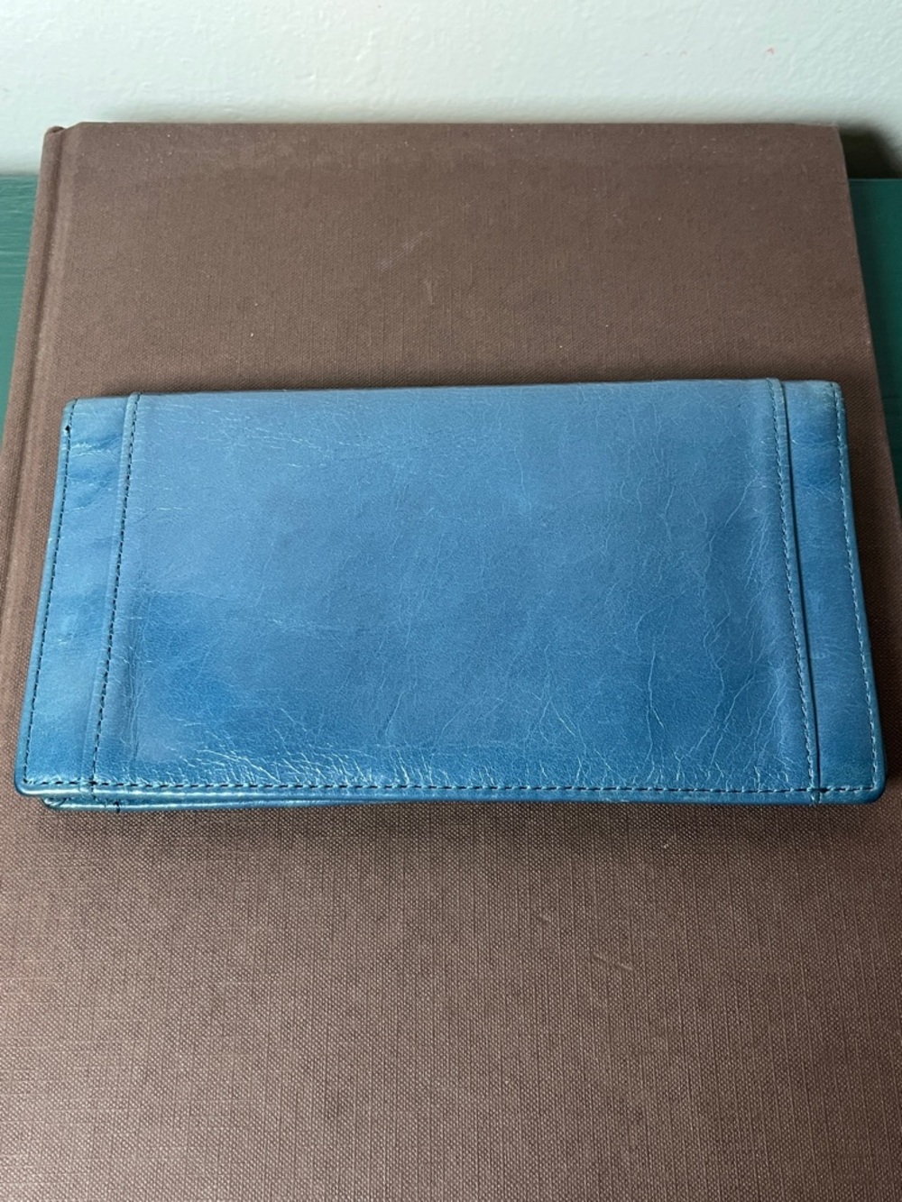HOBO Genuine Leather NWOT Cape Wallet in Riviera Blue Double Snap Closure
